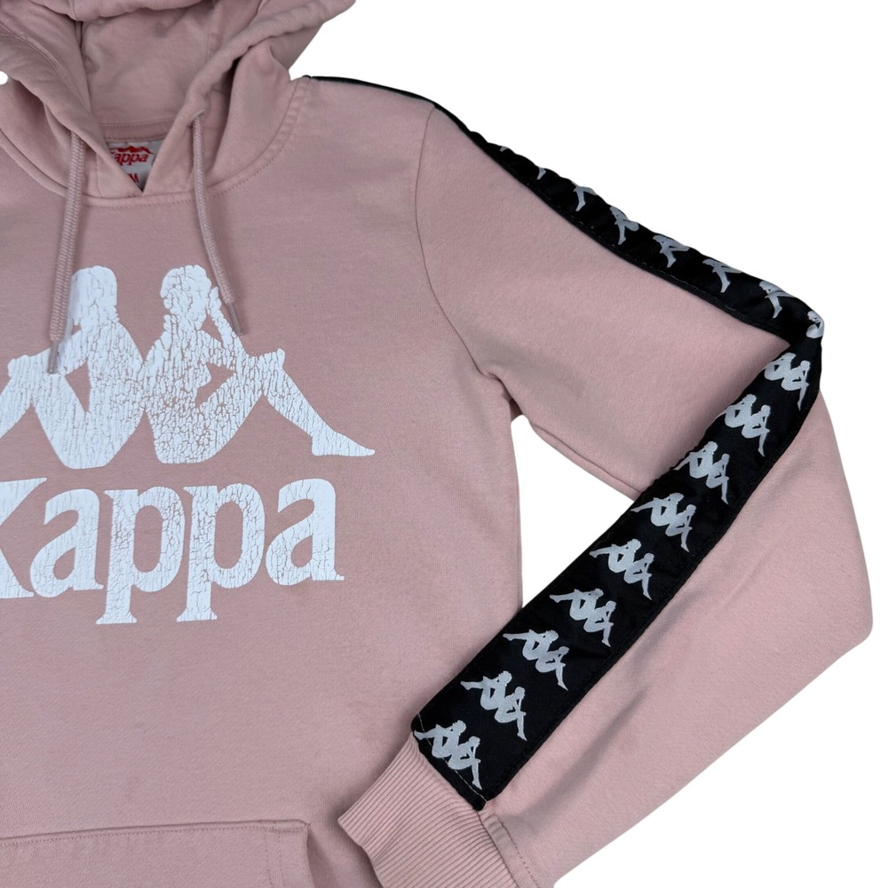 Kappa Pink Hoodie Women's Medium Logo Tape Hooded Sweatshirt Casual Streetwear - Picture 3 of 12